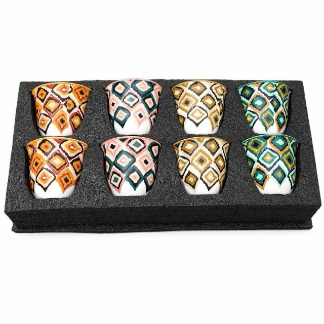 Подаръчен комплект Boho Geometric Ceramic Cup 8Pcs за кафе и чай